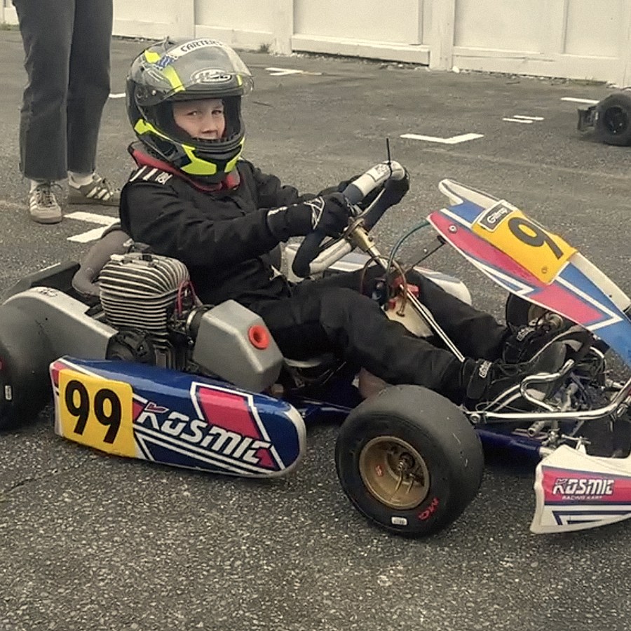 Sitting in the kart on the pit grid
