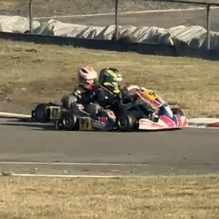 Wheel to wheel through the corner